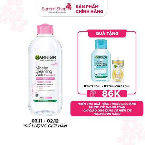 APP-WEB 03.11 - 02.12 Garnier Nước tẩy trang Micellar Cleansing Water Even For Sensitive Skin 400ml
