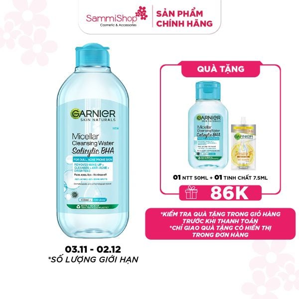 APP-WEB 03.11 - 02.12 Garnier Nước tẩy trang Micellar Cleansing Water Salicylic BHA 400ml