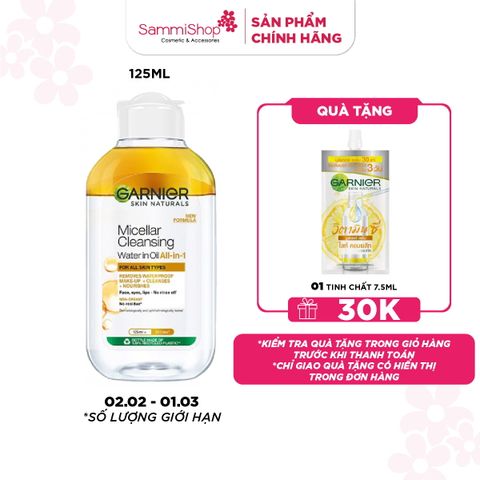 APP+WEB 02.02 - 01.03 Garnier Nước tẩy trang Skin Naturals Micellar Cleansing Water In Oil All-in-1 For All Skin Types #125ml