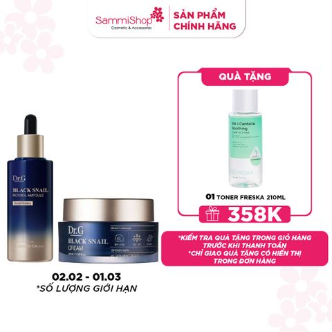02.02 - 01.03 Dr.G Kem dưỡng Black Snail Cream 50ml + Dr.G Tinh chất Black Snail Retinol Ampoule 50ml
