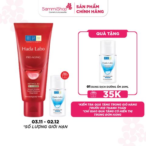 Hadalabo Kem rửa mặt Pro-Aging Retinol B3 Cleanser 80g + quà