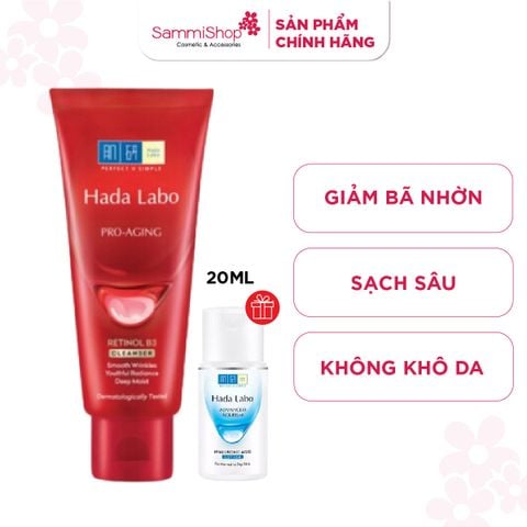 Hadalabo Kem rửa mặt Pro-Aging Retinol B3 Cleanser 80g + quà