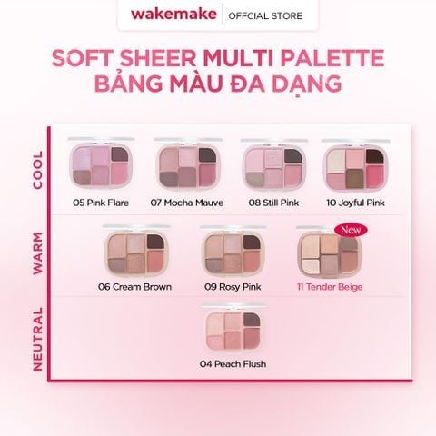 M1T1 01.04 - 15.04 Wakemake Bảng phấn mắt Soft Sheer Multi Palette
