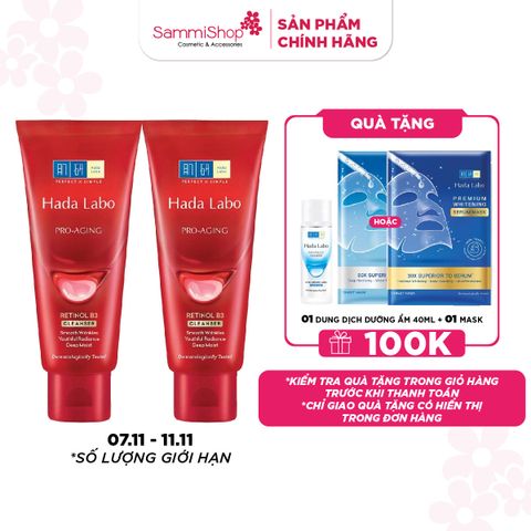 07.11 - 11.11 COMBO 2 Hadalabo Kem rửa mặt Pro-Aging Retinol B3 Cleanser 80g