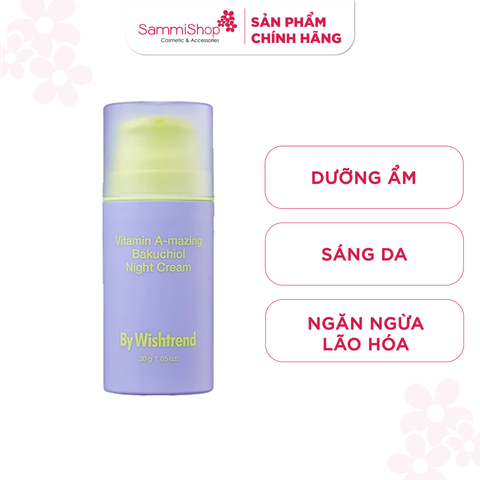 [date 1/2027] By Wishtrend Kem dưỡng da ban đêm Vitamin A-mazing Bakuchiol Night Cream 30g