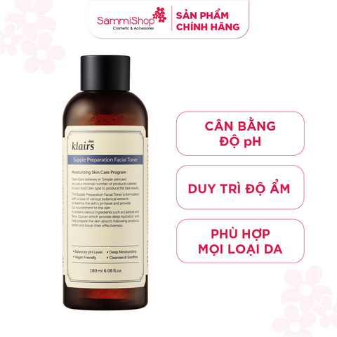 [date 2/2027] Dear, Klairs nước hoa hồng Supple Preparation Facial Toner 180ml