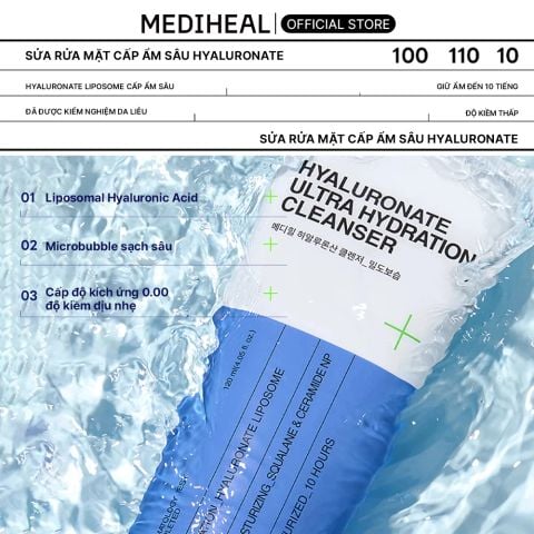 Mediheal Sữa rửa mặt Hyaluronate Cleanser Ultra Hydration 120ml