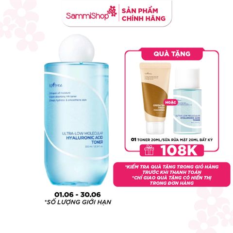 Isntree Nước Hoa Hồng Ultra-Low Molecular Hyaluronic Acid Toner 300ml