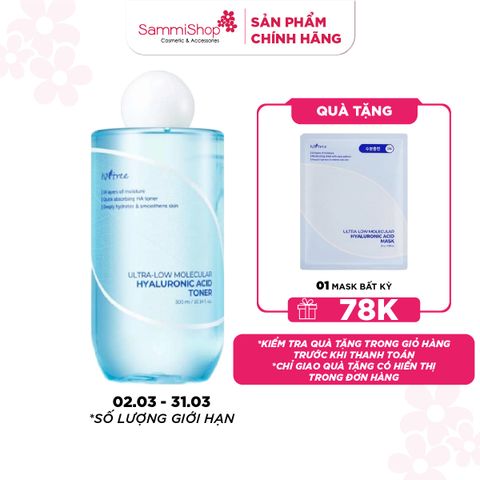 Isntree Nước Hoa Hồng Ultra-Low Molecular Hyaluronic Acid Toner 300ml
