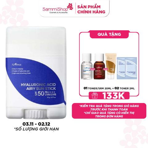 Isntree Sáp Chống Nắng Hyaluronic Acid Airy Sun Stick 22g