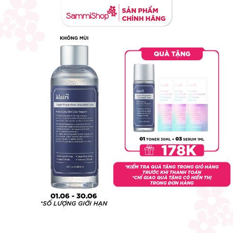 APP+WEB 01.06 - 30.06 Dear, Klairs nước hoa hồng Supple Preparation Unscented Toner 180ml