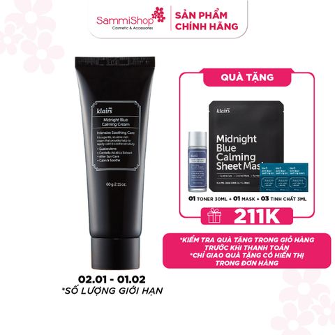 APP+WEB 02.01 - 01.02 Dear, Klairs Kem dưỡng Midnight Blue Calming Cream 60g