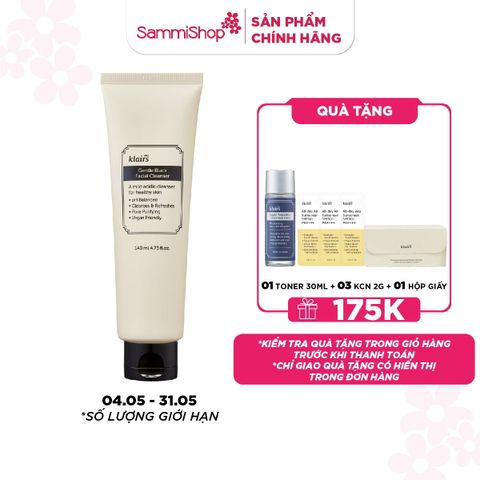 APP-WEB 04.05 - 31.05 Dear, Klairs Sữa rửa mặt Gentle Black Facial Cleanser 140mL