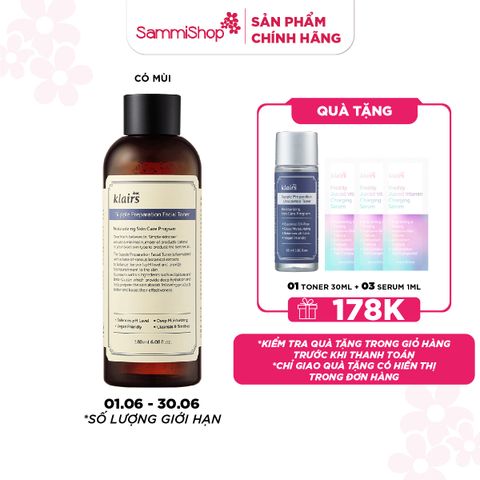 APP+WEB 01.06 - 30.06 Dear, Klairs nước hoa hồng Supple Preparation Facial Toner 180ml