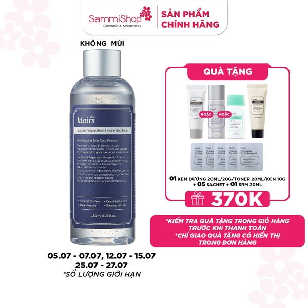 Dear, Klairs nước hoa hồng Supple Preparation Unscented Toner 180mL