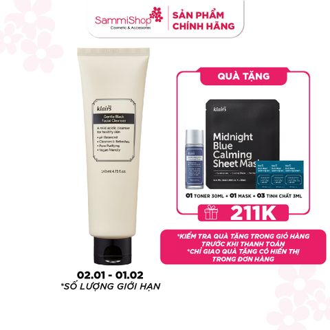 APP+WEB 02.01 - 01.02 Dear, Klairs Sữa rửa mặt Gentle Black Facial Cleanser 140mL