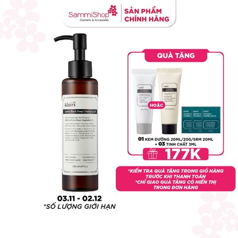 Dear, Klairs Dầu tẩy trang Gentle Black Deep Cleansing Oil 150mL ver 2