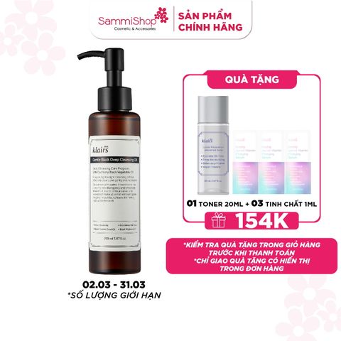 Dear, Klairs Dầu tẩy trang Gentle Black Deep Cleansing Oil 150mL ver 2