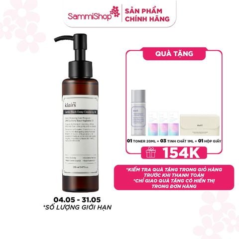 Dear, Klairs Dầu tẩy trang Gentle Black Deep Cleansing Oil 150mL ver 2