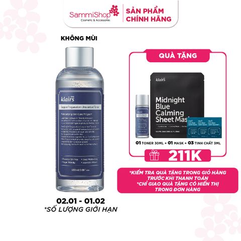 APP+WEB 02.01 - 01.02 Dear, Klairs nước hoa hồng Supple Preparation Unscented Toner 180mL