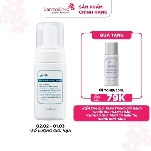 Dear, Klairs Sữa rửa mặt Rich Moist Foaming Cleanser 100ml