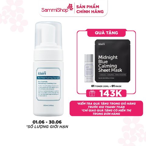 Dear, Klairs Sữa rửa mặt Rich Moist Foaming Cleanser 100ml