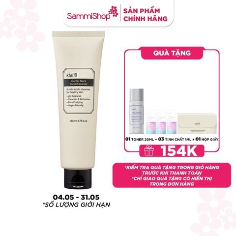 Dear, Klairs Sữa rửa mặt Gentle Black Facial Cleanser 140mL