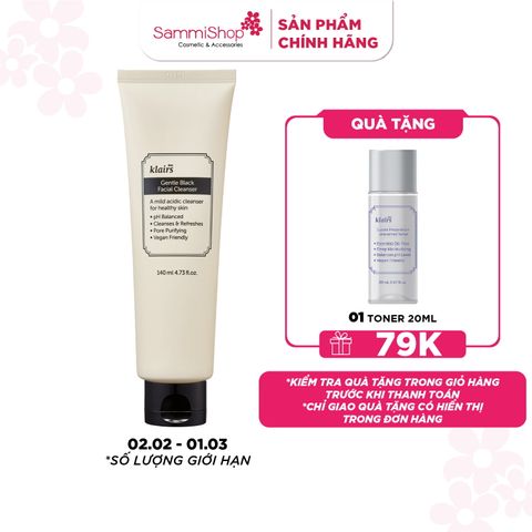 Dear, Klairs Sữa rửa mặt Gentle Black Facial Cleanser 140mL
