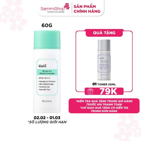 Dear, Klairs Kem chống nắng All-day Airy Mineral Sunscreen