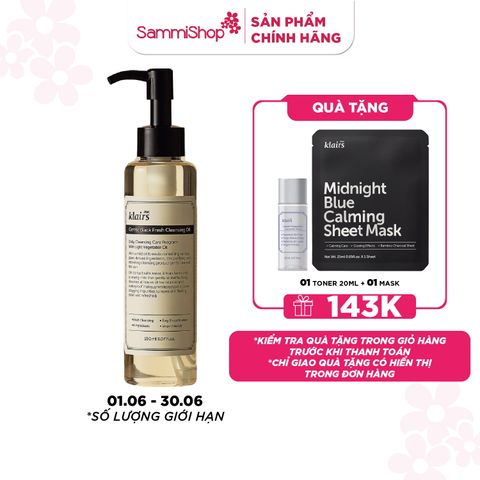 Dear, Klairs Dầu tẩy trang Gentle Black Fresh Cleansing Oil 150ml