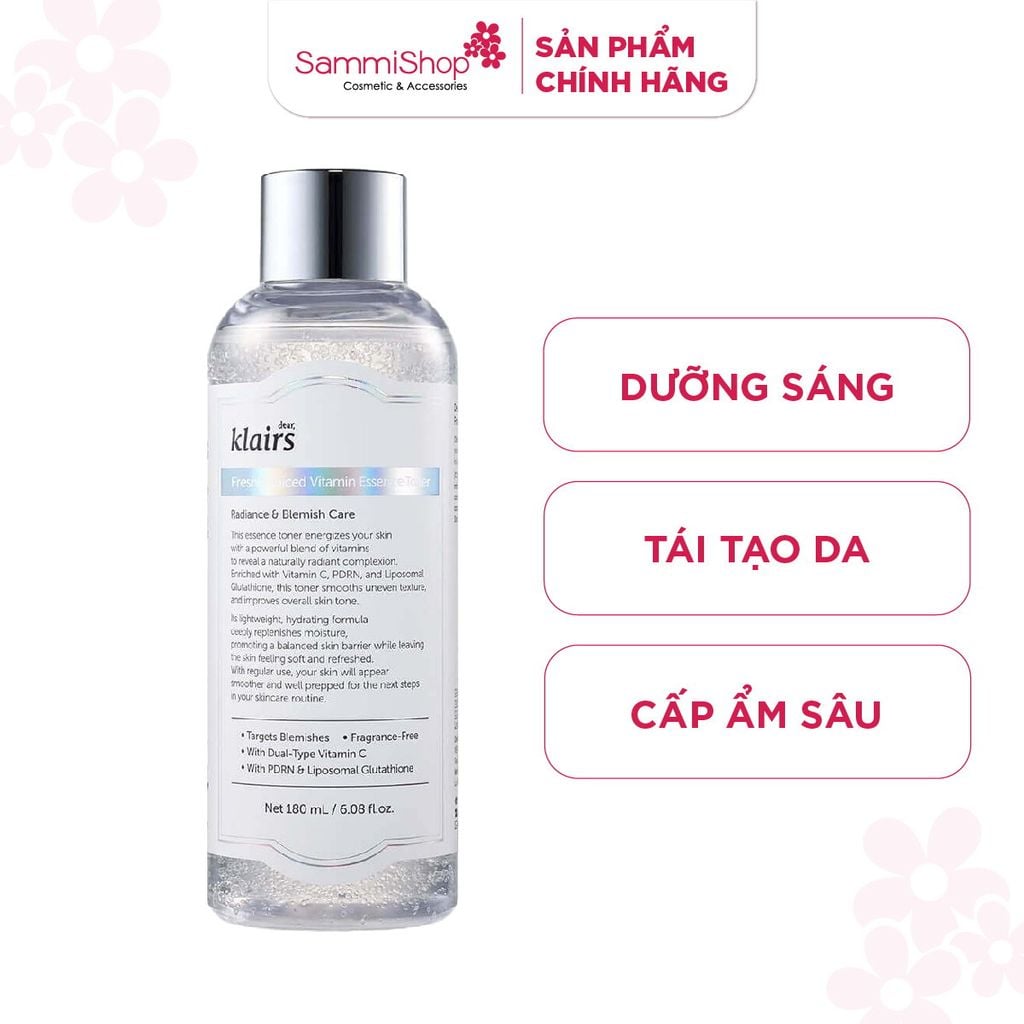 Dear, Klairs Nước hoa hồng Freshly Juiced Vitamin Essence Toner 180mlDear,  Klairs Nước hoa hồng Freshly Juiced Vitamin Essence Toner 180ml – SammiShop