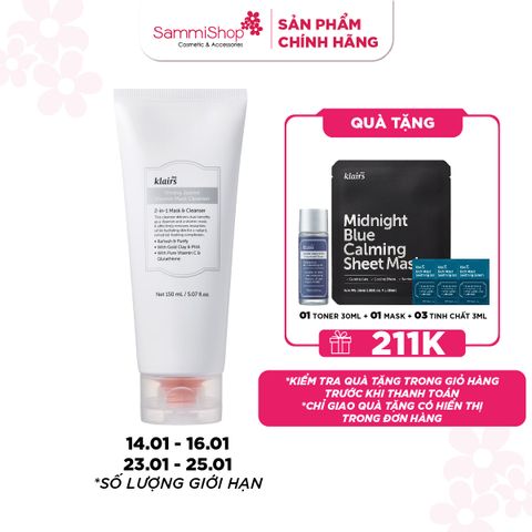 APP + WEB SPIKE DAY 14.01 - 16.01 Dear, Klairs Sữa rửa mặt Freshly Juiced Vitamin Mask Cleanser 150ml