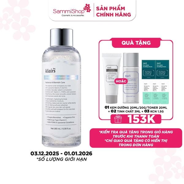 Dear, Klairs Nước hoa hồng Freshly Juiced Vitamin Essence Toner 180ml