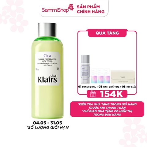Dear Klairs Nước hoa hồng Supple Preparation Cica Toner 180ml