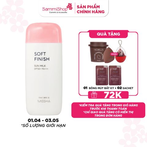 Missha Sữa chống nắng Soft Finish Sun Milk SPF50+ PA+++ 70ml