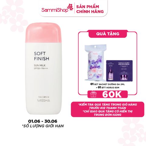 Missha Sữa chống nắng Soft Finish Sun Milk SPF50+ PA+++ 70ml