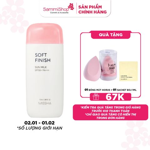 Missha Sữa chống nắng Soft Finish Sun Milk SPF50+ PA+++ 70ml