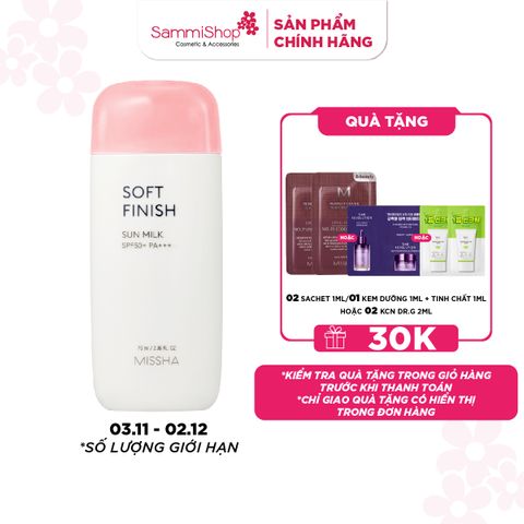 Missha Sữa chống nắng Soft Finish Sun Milk SPF50+ PA+++ 70ml