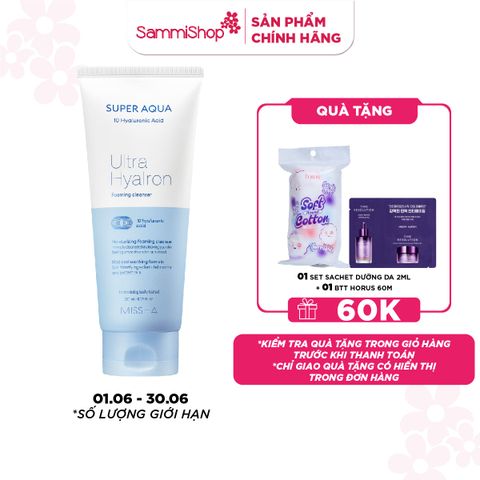 Missha Sữa rửa mặt Super Aqua Ultra Hyalron Foaming Cleanser 200ml
