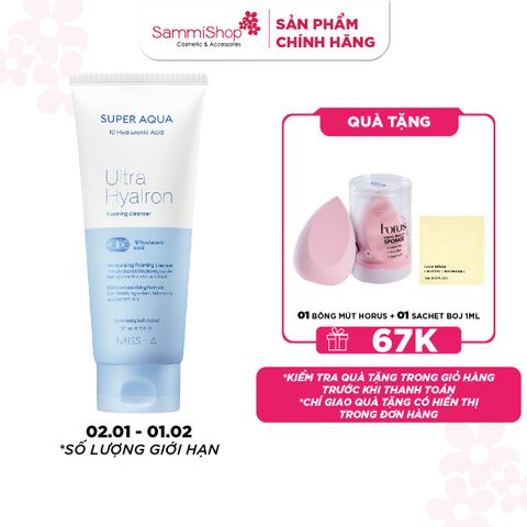 Missha Sữa rửa mặt Super Aqua Ultra Hyalron Foaming Cleanser 200ml
