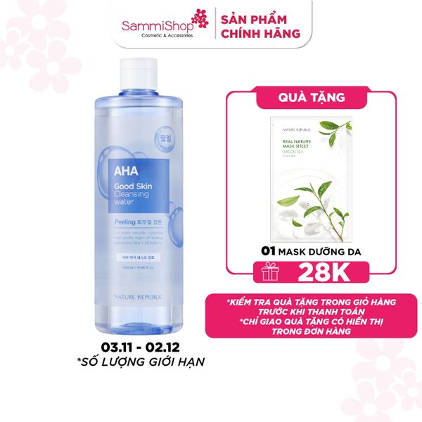 Nature Republic Nước tẩy trang Good Skin AHA Ampoule Cleansing Water 500 ml