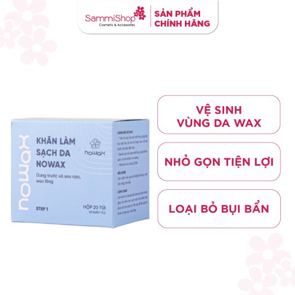 Nowax Khăn vệ sinh da trước và sau khi Wax lông hộp 20 túi