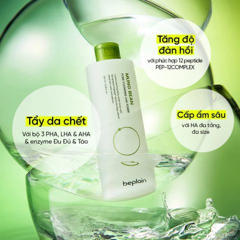 Beplain Nước hoa hồng Mung Bean Pore Clearing LHA Toner 265ml