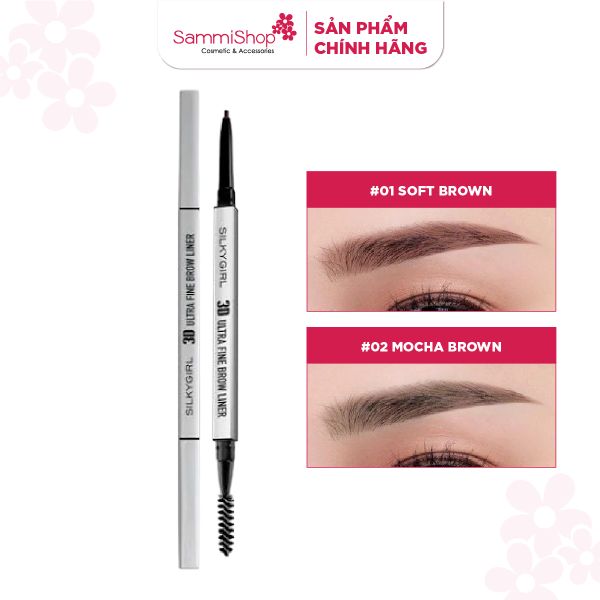 Silkygirl Chì mày hai đầu 3D Ultra Fine Brown Liner 0.1g