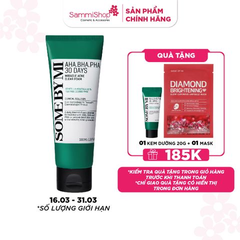 APP+WEB 16.03-31.03 Some By Mi Sữa rửa mặt AHA-BHA-PHA 30 Days Miracle Acne Clear Foam 100ml