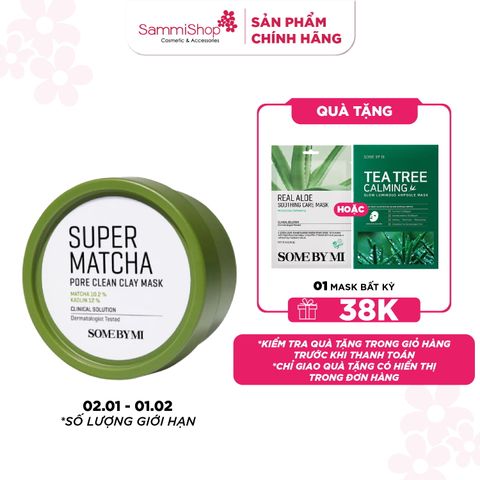 Some By Mi Mặt nạ rửa Super Matcha Pore Clean Clay Mask 100g ver 2