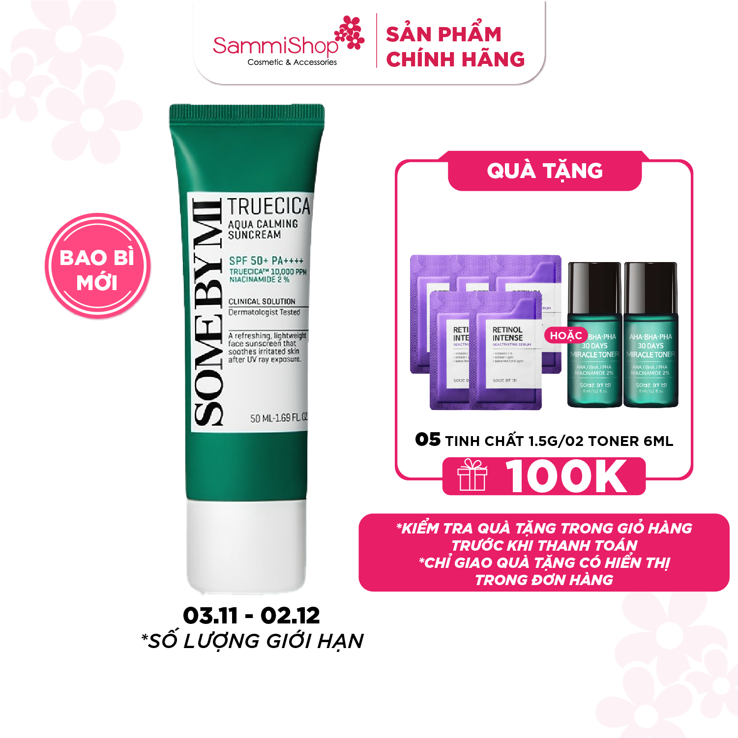 Some By Mi Kem chống nắng Truecica Aqua Calming Suncream 50ml