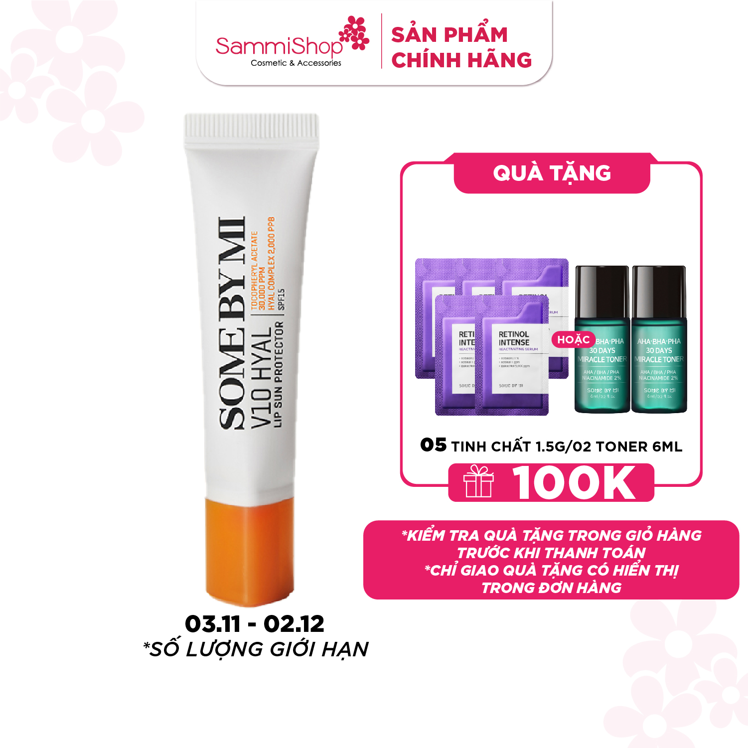 Some By Mi Son dưỡng chống nắng V10 Hyal Lip Sun Protector 7ml