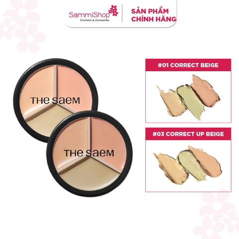 The Saem Kem che khuyết điểm triệt sắc Cover Perfection Triple Pot Concealer 4.5g*3