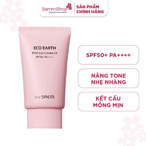 The Saem Kem chống nắng Eco Earth Pink Sun Cream EX SPF50+ PA++++ 50g